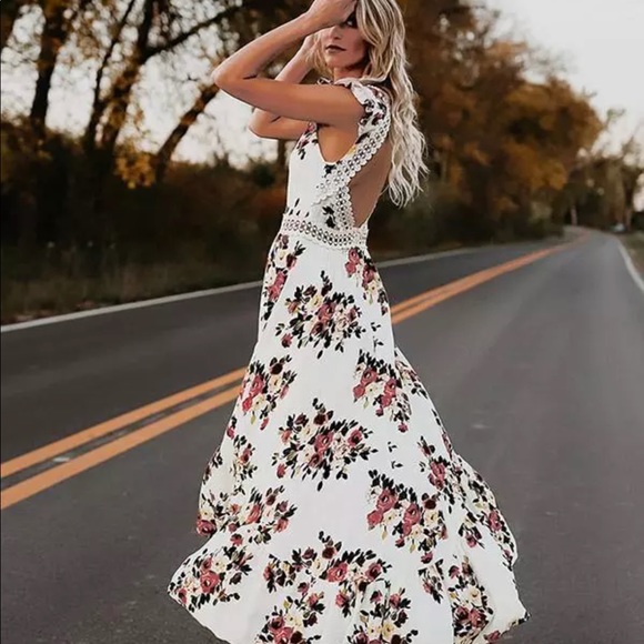 🌟Chelsea Cotton Floral Open Back Dress - Picture 3 of 6